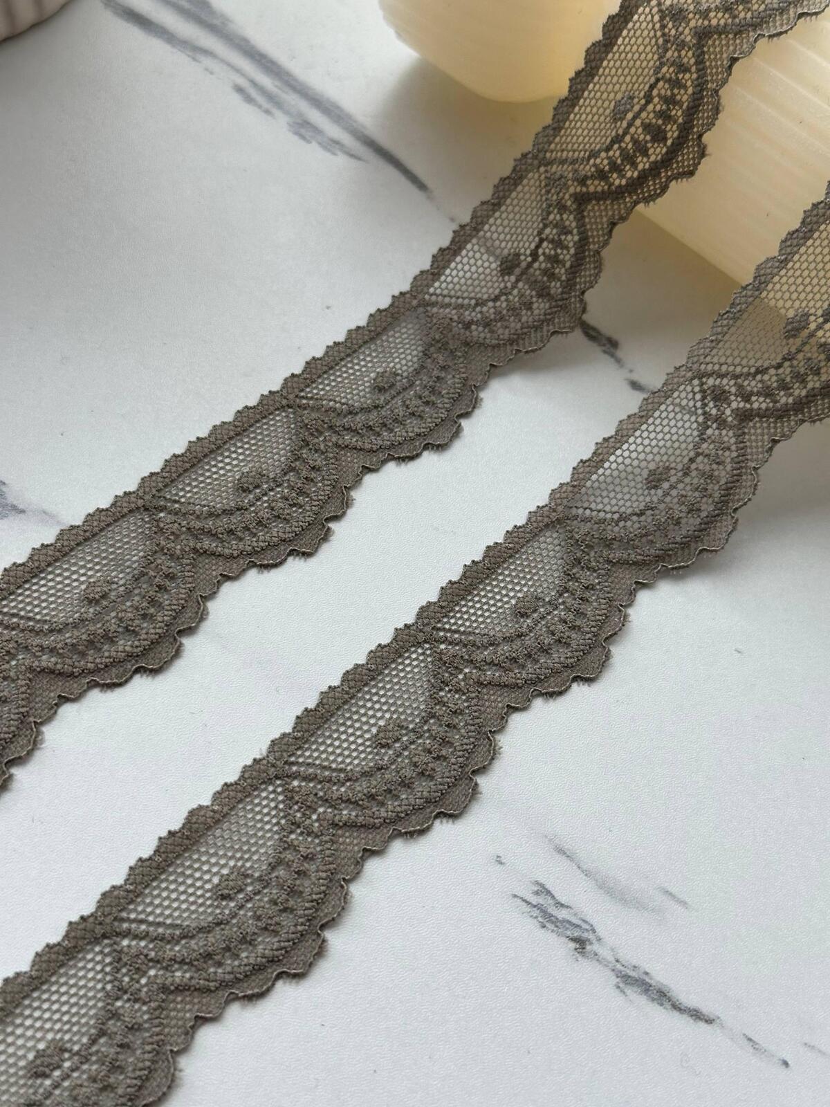 10Yds Stretch 1" Olive Sage Green Scalloped Floral Stretch Lace Wholesale