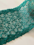 3Yds Teal Green Embroidered Lace, 7.2" Wide Cotton Trim, Bulk Clearance Coquette Y2K Lace, Garment Trim, DIY Sewing, Retail Wholesale