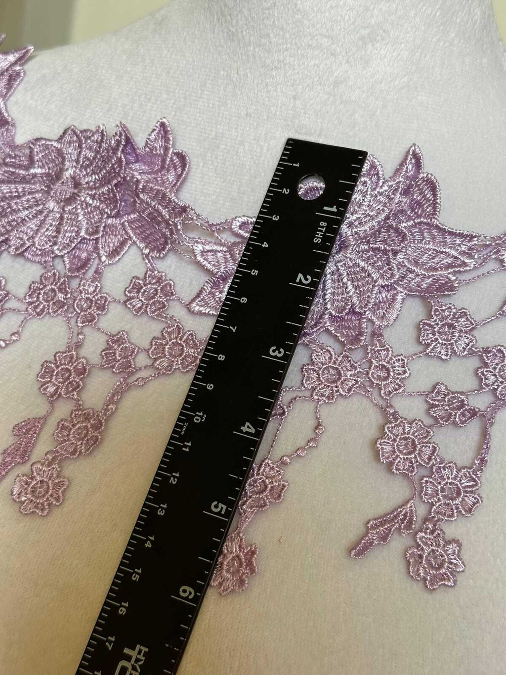 5.5" Lavender 3D Guipure Lace Trim, Lilac Water Soluble Floral Venetian Lace, Heavy Embroidered Flower Fringe for Lolita Dress, Crafts