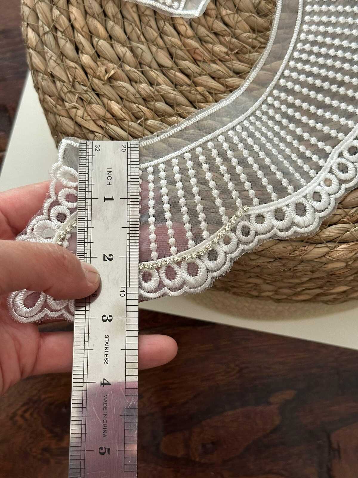 1 Pair Rhinestone Lace Collar, 2.5" Beaded Applique, Bulk Clearance Coquette Y2K Lace, Garment Trim, DIY Sewing, Retail Wholesale