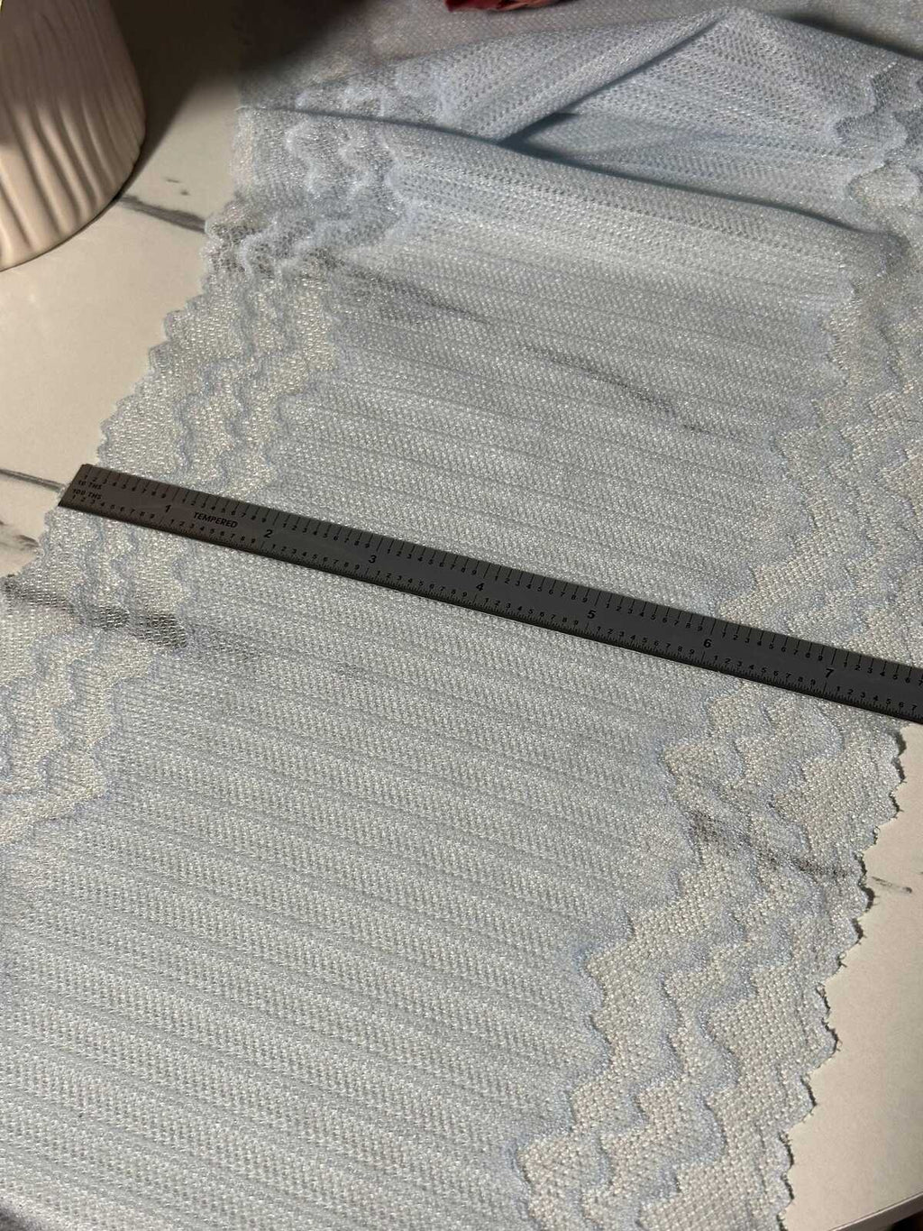 2Yds Soft Stretch 7.5" Ice Light Blue Zigzag Wave Mesh Lace Trim Wholesale
