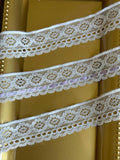 5yard 1.5" White Stretch Eyelash Lace Trim with Ribbon Slits by the Yard, Elastic Beading Lace Insert for Lolita, Lingerie, Garter, Doll