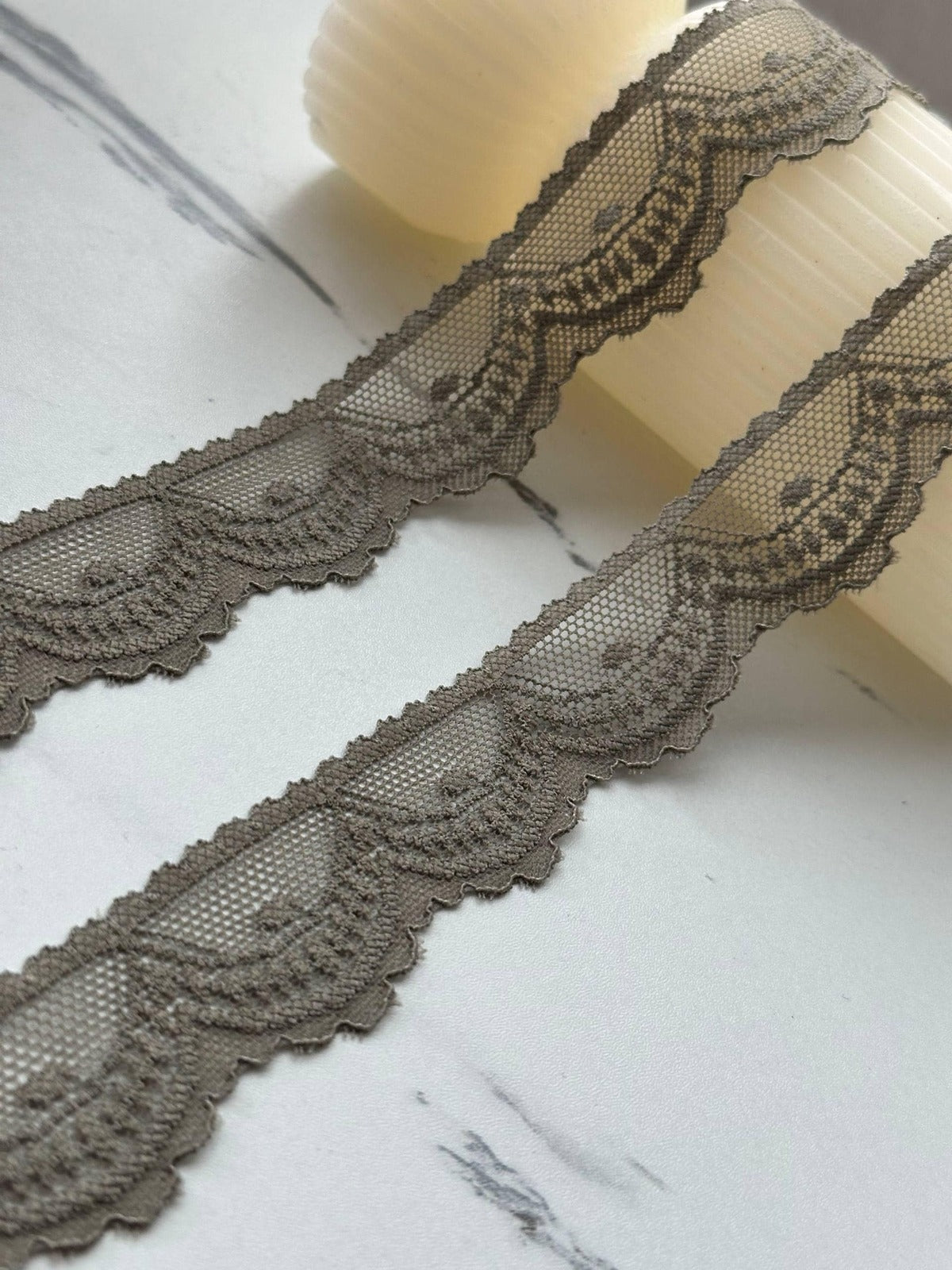 10Yds Stretch 1" Olive Sage Green Scalloped Floral Stretch Lace Wholesale