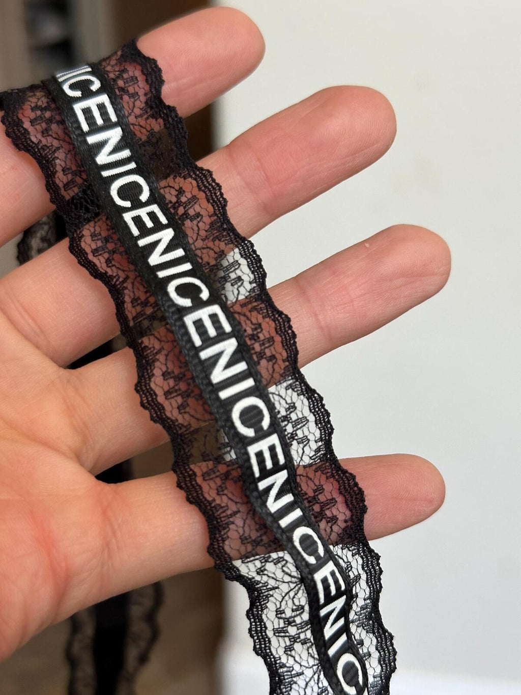 10Yds Non-Stretch 0.8" Black Letter Printed Mesh Lace Trim, Craft Wholesale
