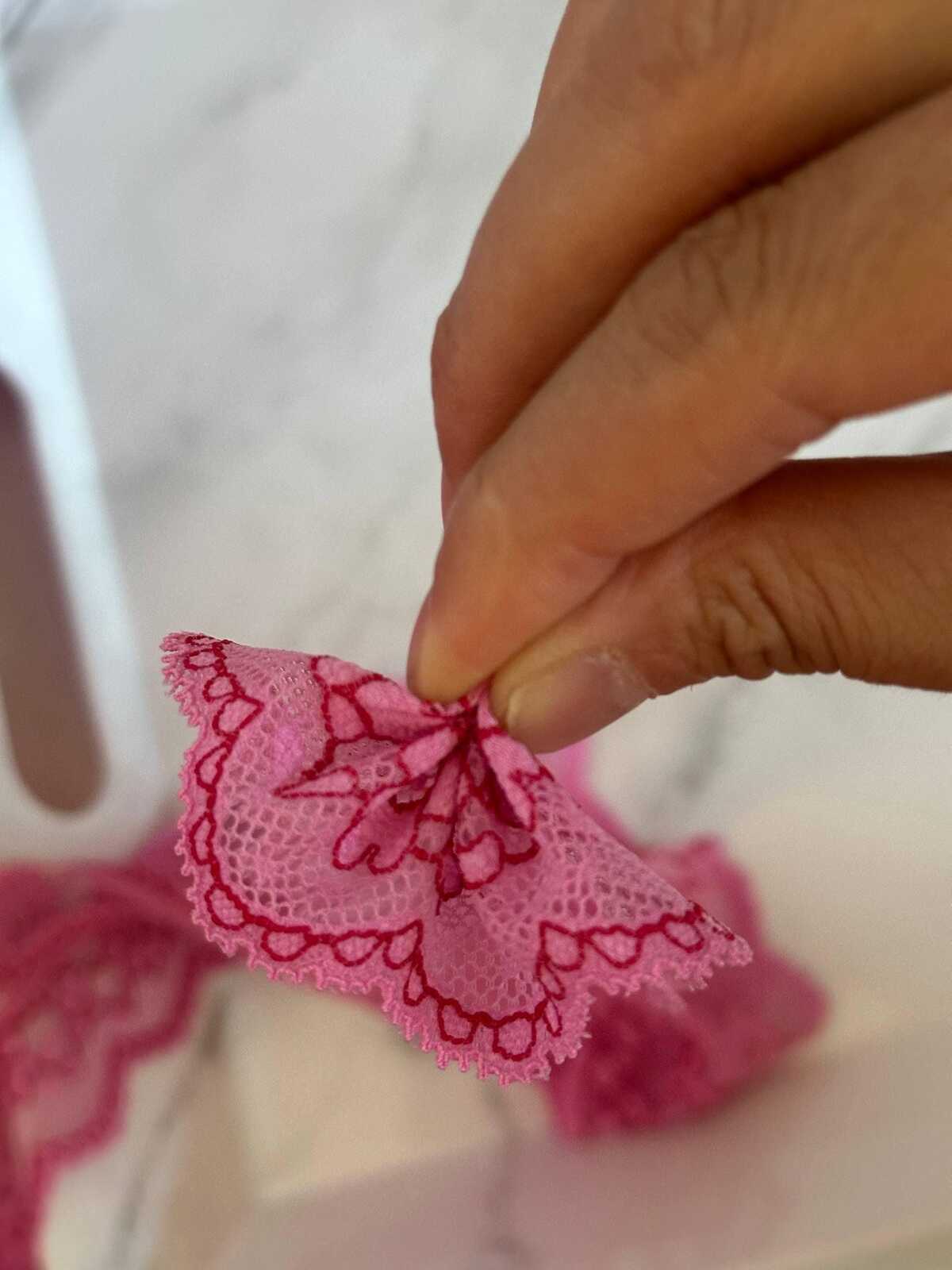 10yds 1.25" Pink Stretch Lace Trim Insertion Beading Floral Ribbon Elastic Lace Fuchsia Outline for Lingerie Underwear Garment Sewing