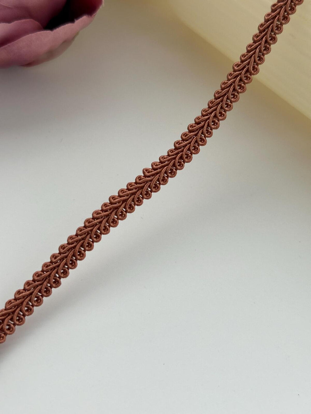 6Yds Non-Stretch 0.3" Brown Woven Braided Gimp Scroll Trim Ribbon Wholesale