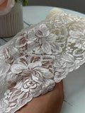 3Yds Non-Stretch 5.3" Beige Gold Shimmer Floral Mesh Lace Trim Wholesale