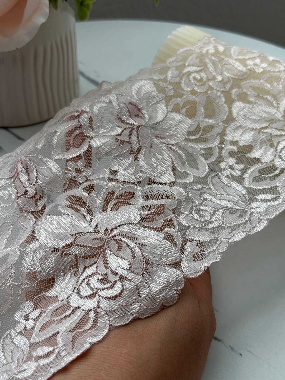 3Yds Non-Stretch 5.3" Beige Gold Shimmer Floral Mesh Lace Trim Wholesale