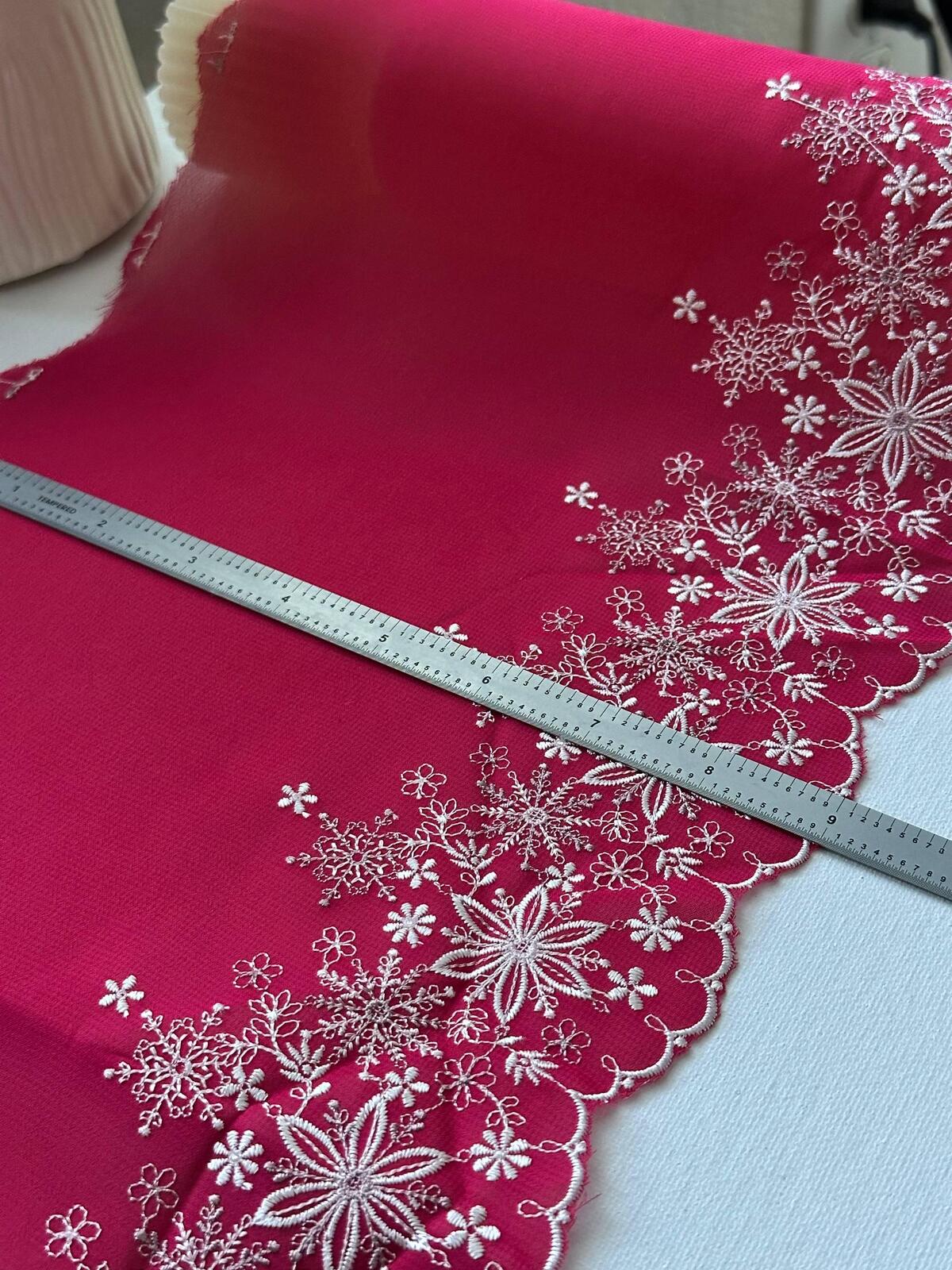 1Yd 9" Burgundy Wine Snowflake Floral Embroidered Mesh Lace Wholesale
