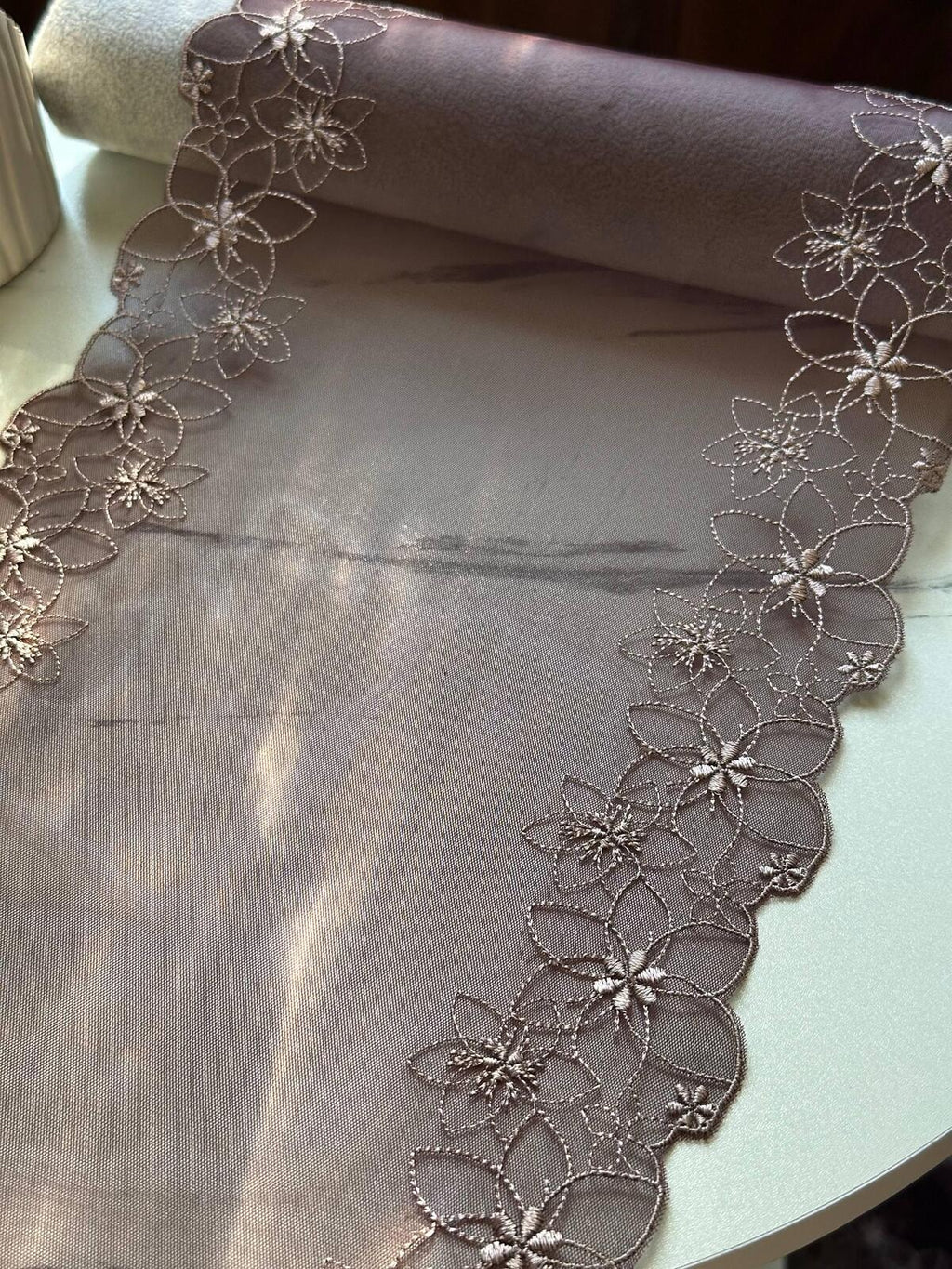 Tea Brown Mesh Lace Trim, 8" Embroidered Ribbon, Bulk Coquette Y2K Lace, Lingerie Lace, DIY Sewing Craft, Retail Wholesale