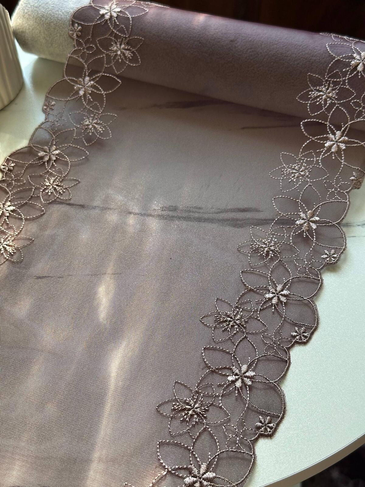 Tea Brown Mesh Lace Trim, 8" Embroidered Ribbon, Bulk Coquette Y2K Lace, Lingerie Lace, DIY Sewing Craft, Retail Wholesale