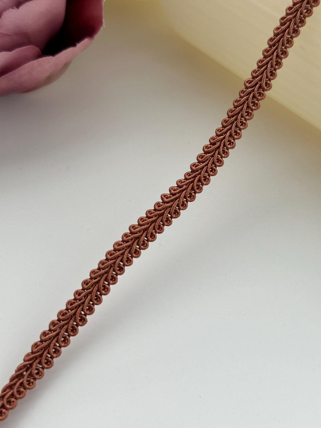 6Yds Non-Stretch 0.3" Brown Woven Braided Gimp Scroll Trim Ribbon Wholesale