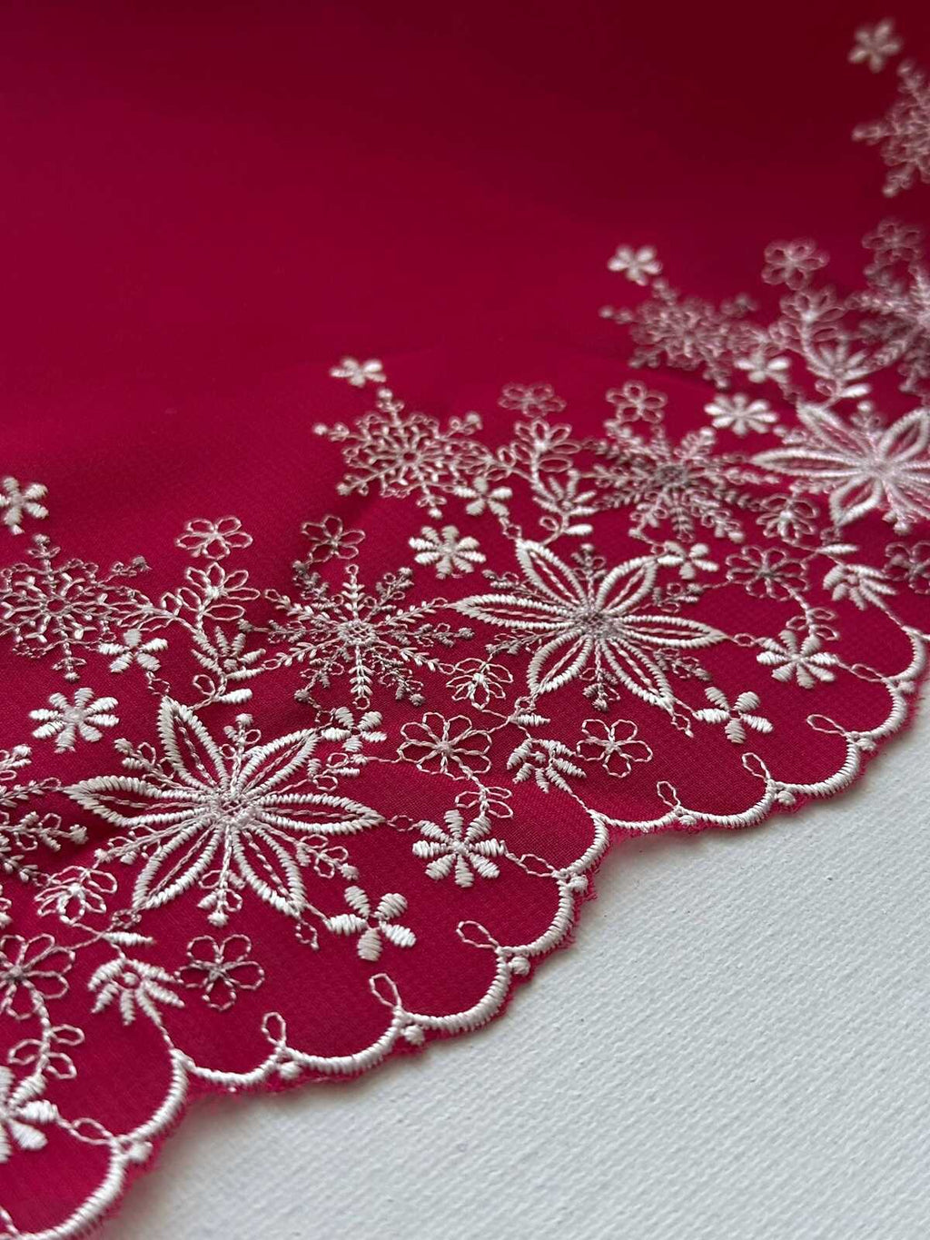 1Yd 9" Burgundy Wine Snowflake Floral Embroidered Mesh Lace Wholesale