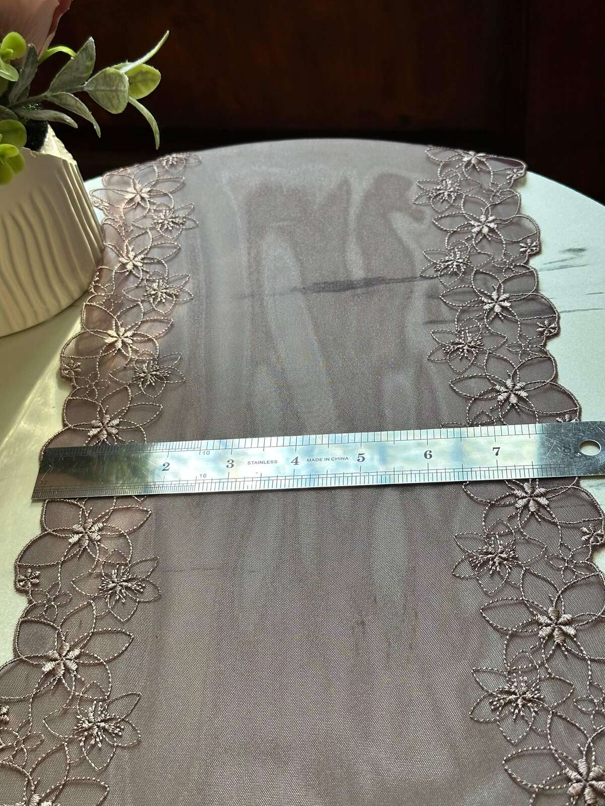Tea Brown Mesh Lace Trim, 8" Embroidered Ribbon, Bulk Coquette Y2K Lace, Lingerie Lace, DIY Sewing Craft, Retail Wholesale