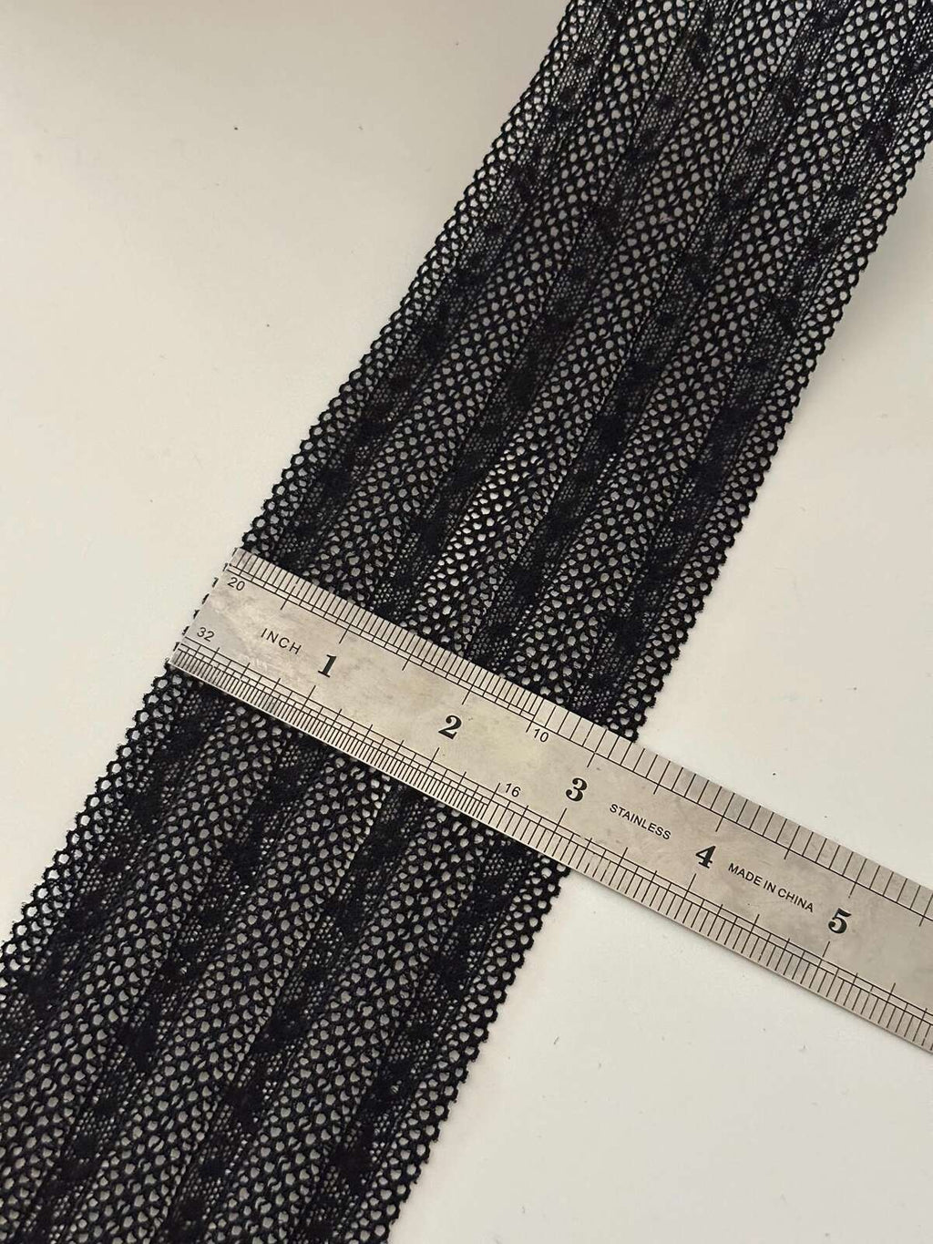 3Yds Stretch 3" Black Mesh Geometric Pattern Stretch Lace Trim, Wholesale