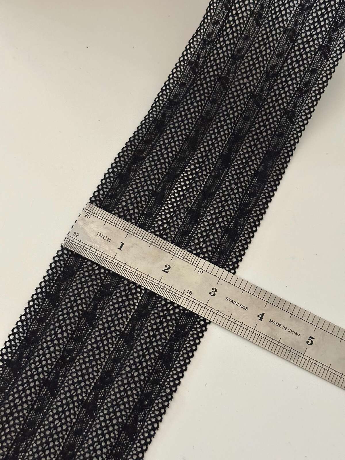3Yds Stretch 3" Black Mesh Geometric Pattern Stretch Lace Trim, Wholesale