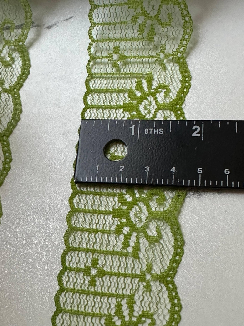 10yds Olive Matcha Green Floral Non Stretch Rigid Lace Trim by the Yard, Structured Scalloped Ribbon for Hair Bows Crafts, 1.85"