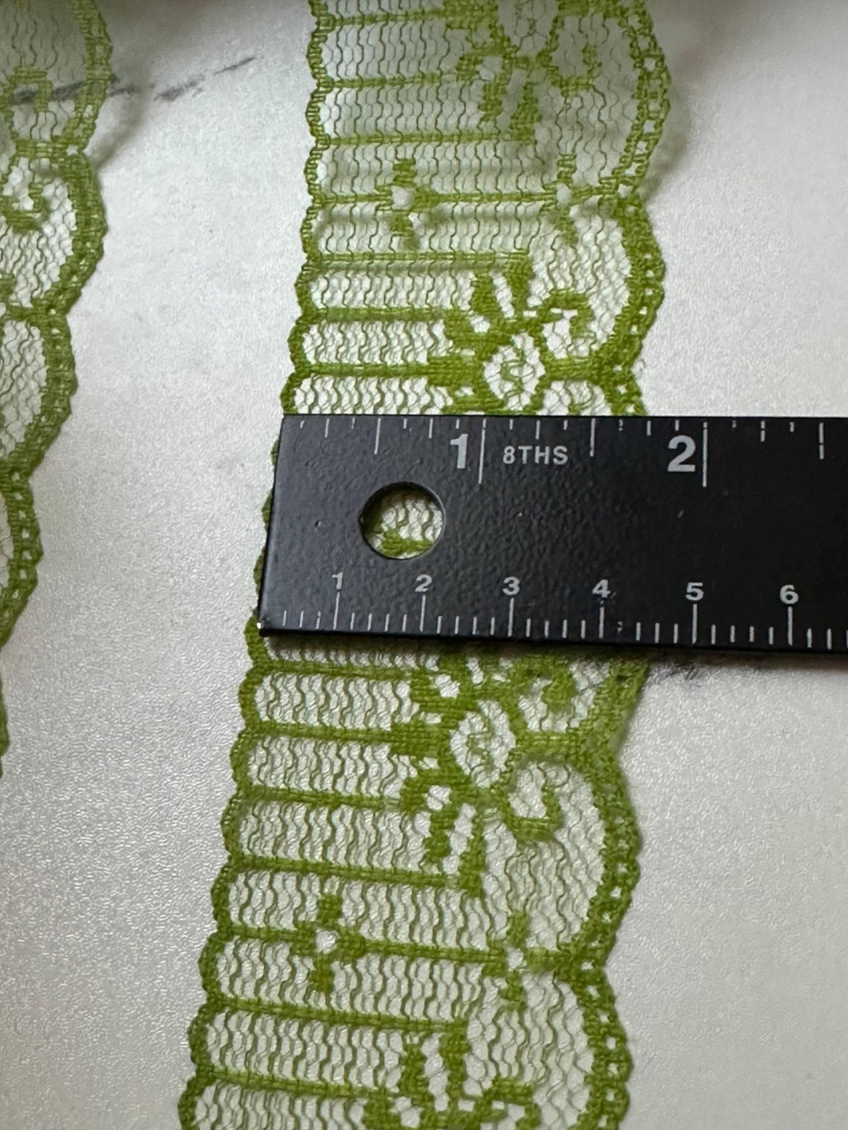 10yds Olive Matcha Green Floral Non Stretch Rigid Lace Trim by the Yard, Structured Scalloped Ribbon for Hair Bows Crafts, 1.85"