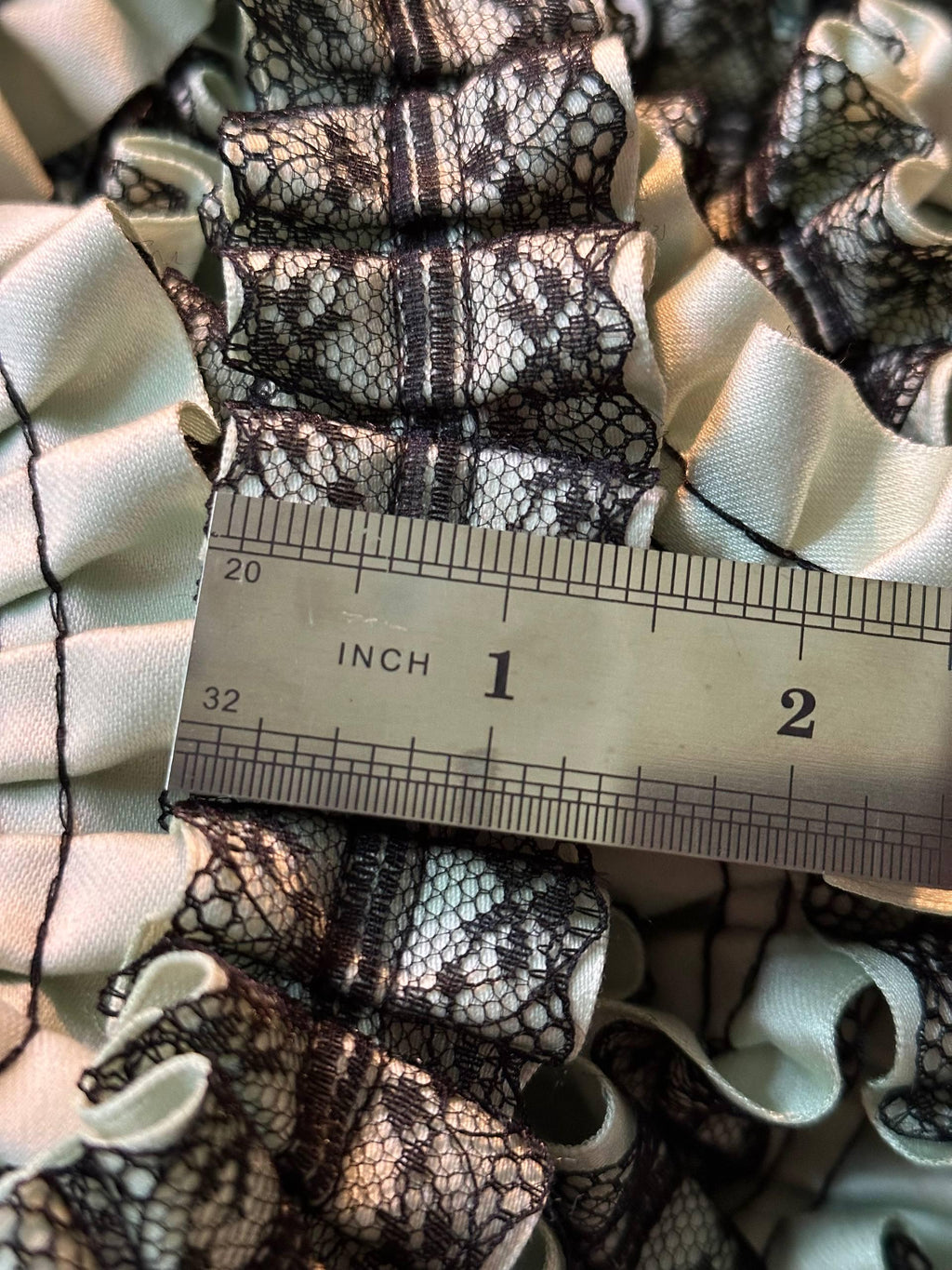 1.5" Heavy Craft Box Pleated Lace Trim, Double Layer Black Mesh & Pastel Cotton Ribbon Garland, Luxury Lolita Skirt Trim, Gothic Gown