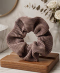 2pcs Pleated Satin Scrunchie Large Fluffy Hair Cloud - Creamy Mocha Dusty Mauve Hair Tie, Coquette Aesthetic Academic Satin