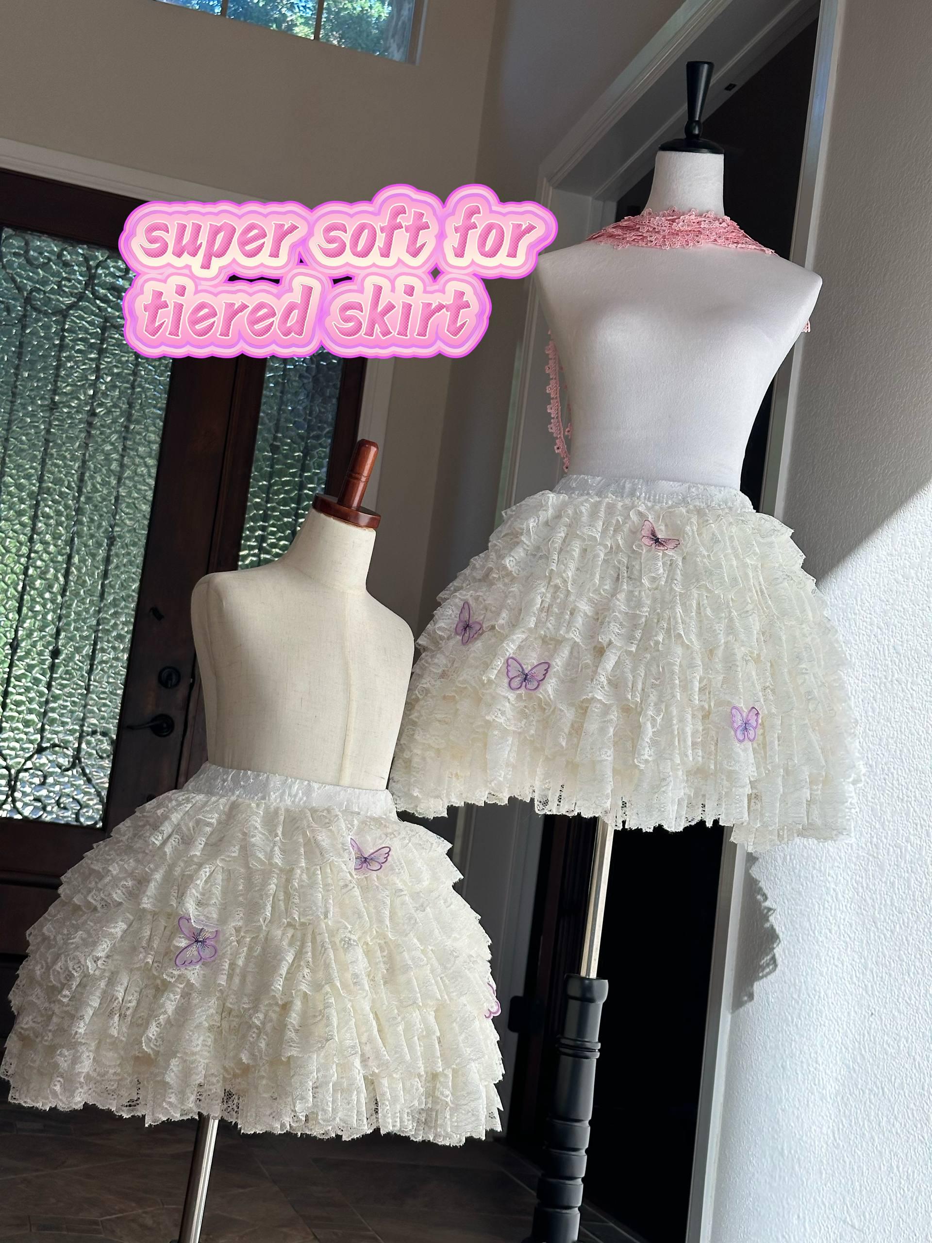5yard Ultra Soft Double Layer Lace Trim, Pre Ruffeled Hand Gathered Floral Ribbon, Delicate Tiered Lace for Skirt, Gown Bridal  by the Yard