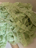 0.75 Inch Shimmer Elastic Ruffle Trim, Green Ruched Stretch Lace for Sewing, Y2K & Coquette Crafts