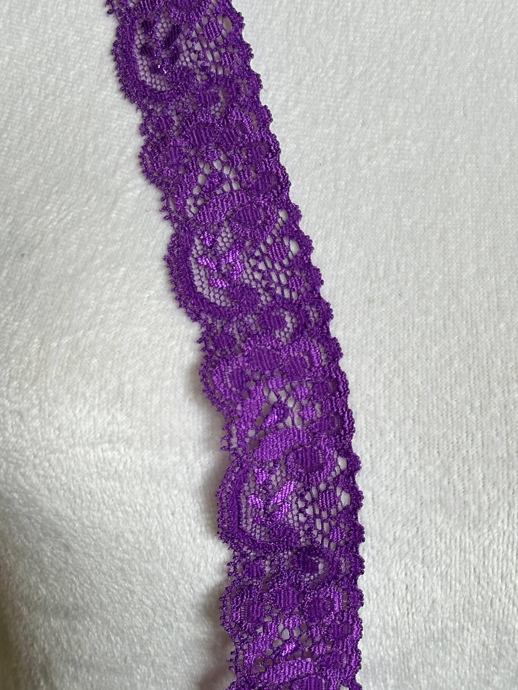 1.5" Purple Stretch Lace Trim Wide Violet Floral Elastic Galloon Scalloped Edge Lace for Lingerie Underwear Doll Clothing Sewing