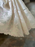 Two Tone Cream Beige & Pale Pink Floral Galloon Lace Trim Symmetrical Double Scalloped Edge Tulle Ribbon for Gowns Crafts Sewing, 7.65"