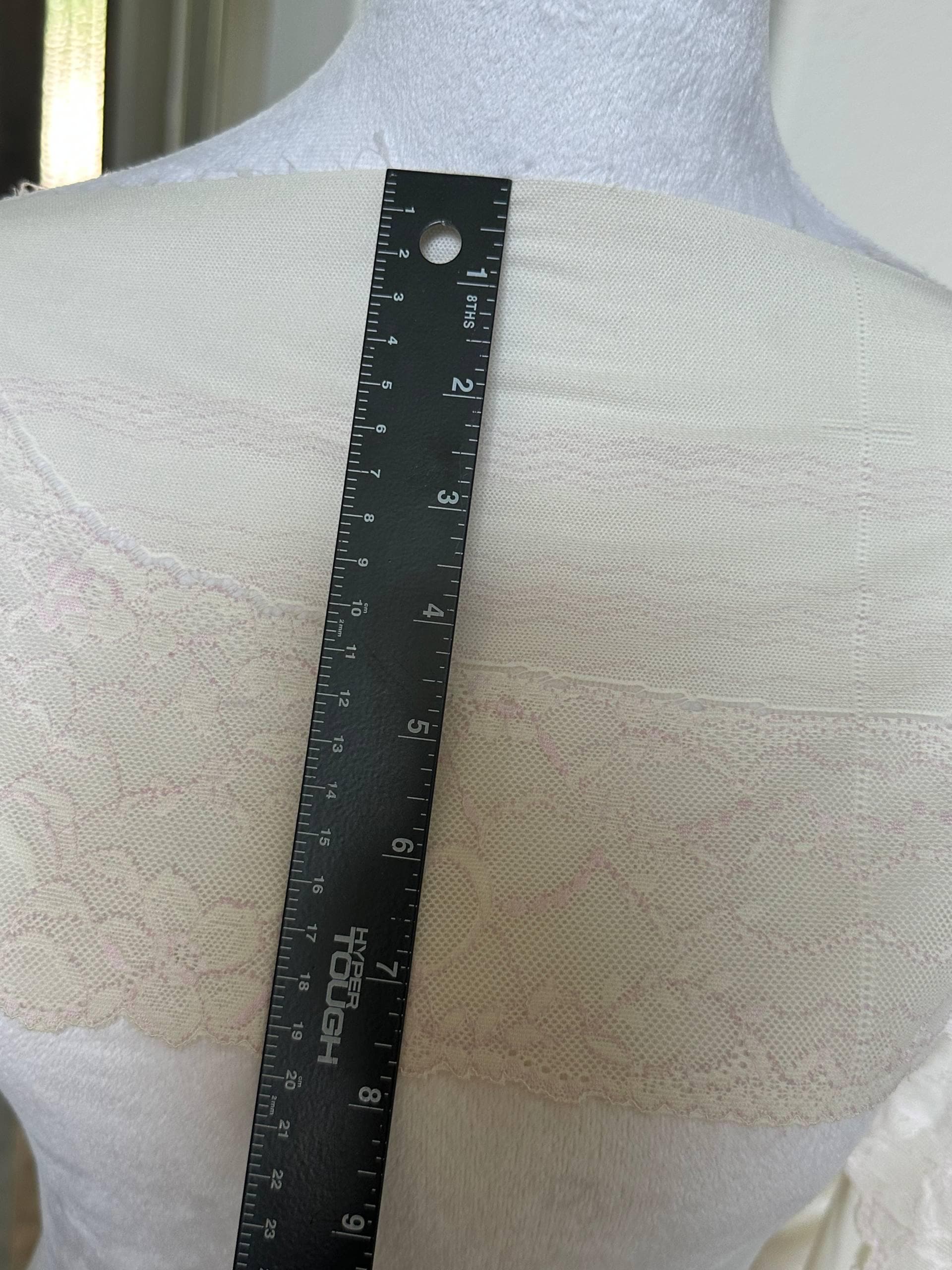 Two Tone Cream Beige & Pale Pink Floral Galloon Lace Trim Symmetrical Double Scalloped Edge Tulle Ribbon for Gowns Crafts Sewing, 7.65"