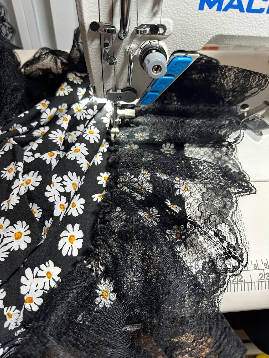 Not for Sale Handmade Daisy Lolita Two Piece Set Coquette Tiered Lace Skirt and Crop Top Chrisom Couture  Gallery Display NFS