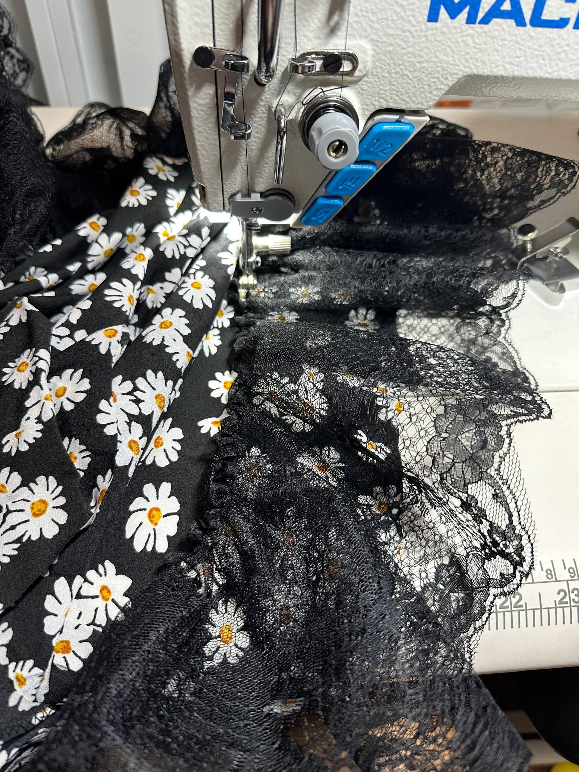 Not for Sale Handmade Daisy Lolita Two Piece Set Coquette Tiered Lace Skirt and Crop Top Chrisom Couture  Gallery Display NFS