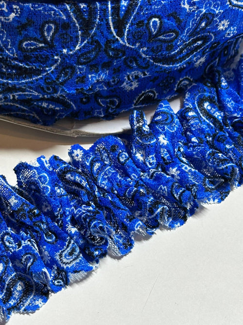 2" Royal Blue Stretch Elastic Lace Trim Soft Paisley Bandana Scalloped Edge Ribbon for Lingerie Underwear Crafts Sewing
