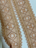1.8" Gold Metallic Lace Champagne Stretch Elastic Galloon Scalloped Edge Geometric Ribbon for Lingerie Underwear Crafts Sewing
