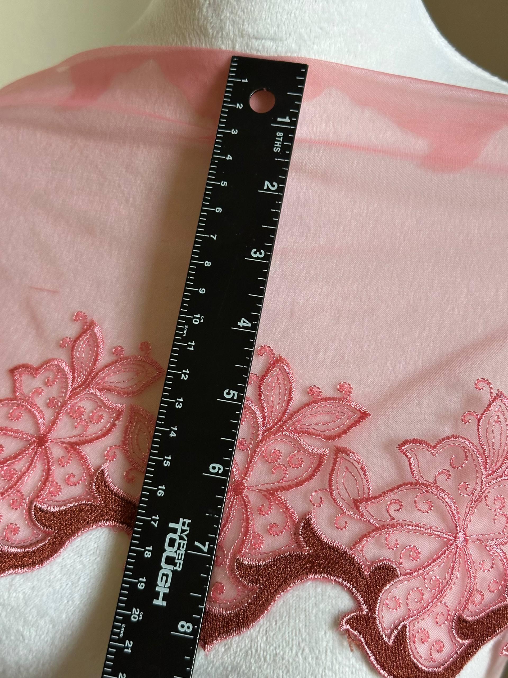 8" Two Tone Pink Mesh Lace Trim Exquisite Scalloped Edge Vine Floral Tulle Ribbon for Lingerie Bridal Gowns Veil Crafts Sewing