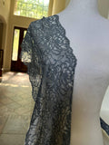 8.5" Slate Blue Stretch Lace Trim Wide Floral Elastic Galloon Scalloped Edge Lace for Lingerie Underwear Garment Sewing Crafts by the Yard
