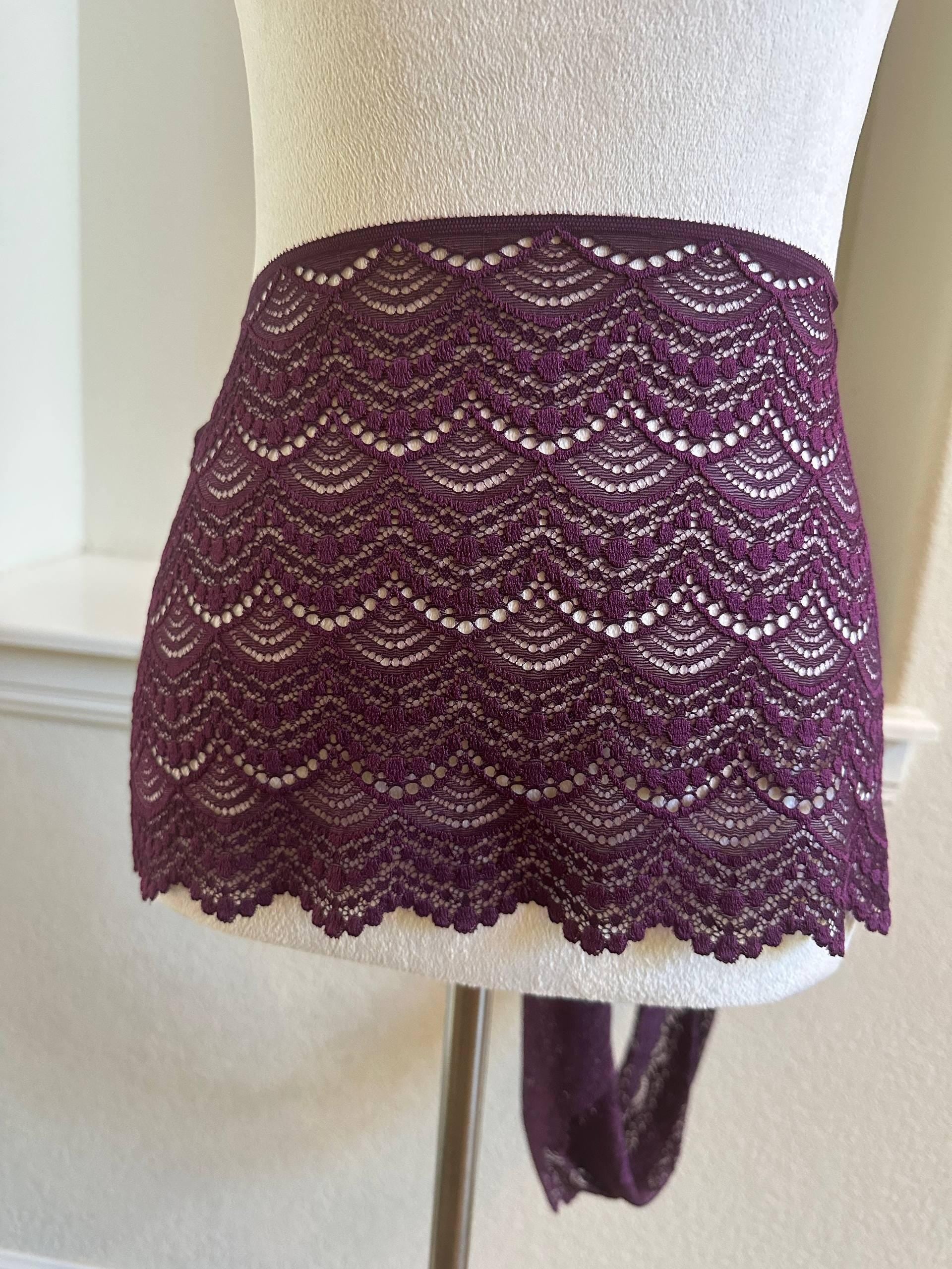 9" Plum Purple Stretch Lace Trim Wide Chevron Wave Elastic Lace for Lingerie Underwear Garment Sewing Crafts Bridal Veils by the Yard