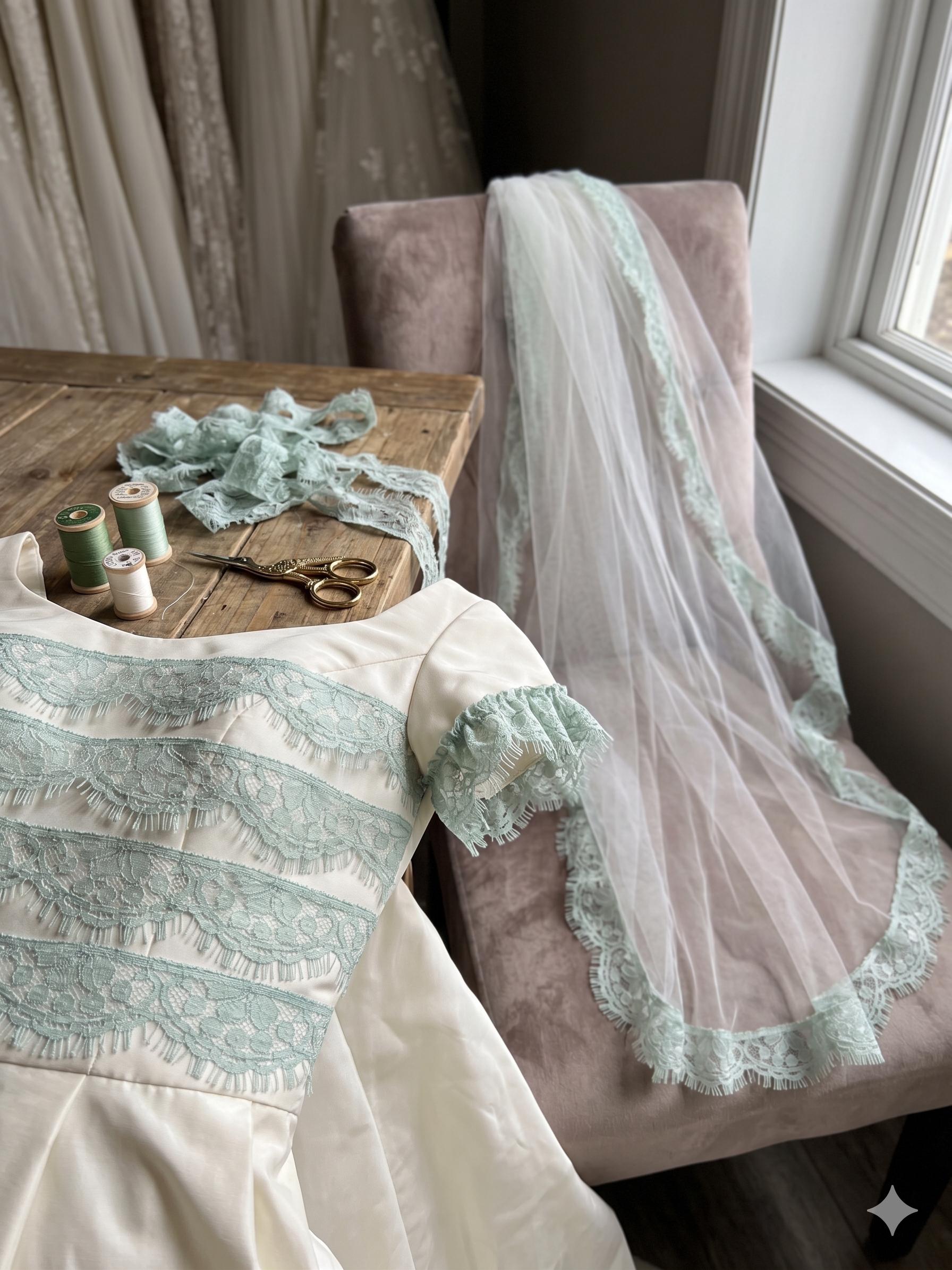 1.5 Inch Sage Green Eyelash Lace Trim, Slight Stretch Floral Scalloped Lace Ribbon by the Yard, Mint Green Shabby Chic Trim for Lolita Doll
