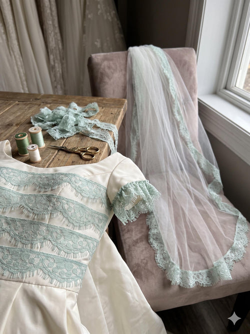 1.5 Inch Sage Green Eyelash Lace Trim, Slight Stretch Floral Scalloped Lace Ribbon by the Yard, Mint Green Shabby Chic Trim for Lolita Doll