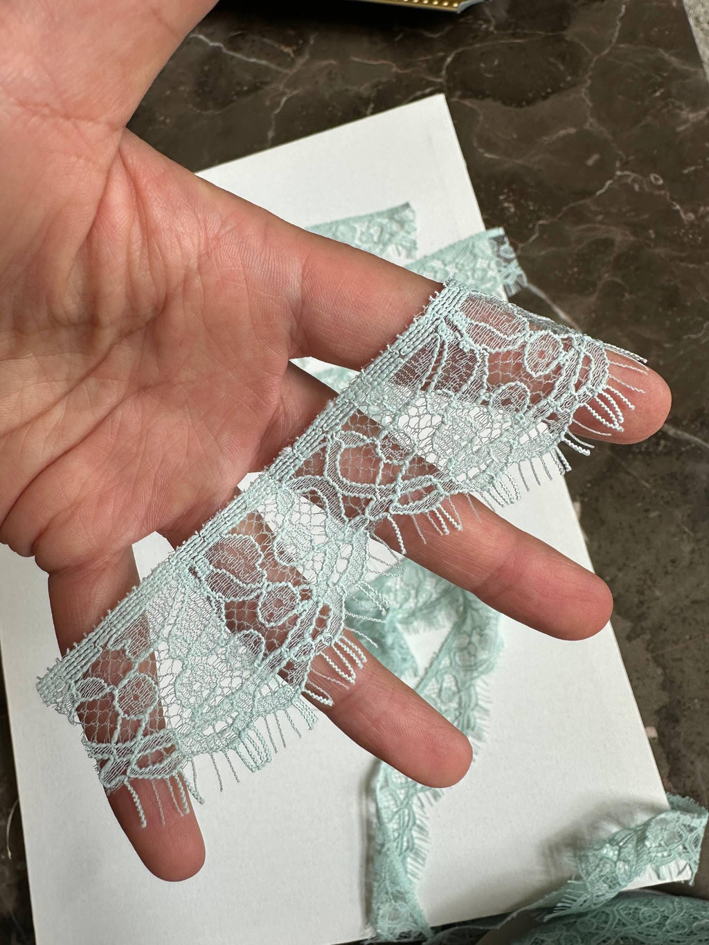 1.5 Inch Sage Green Eyelash Lace Trim, Slight Stretch Floral Scalloped Lace Ribbon by the Yard, Mint Green Shabby Chic Trim for Lolita Doll