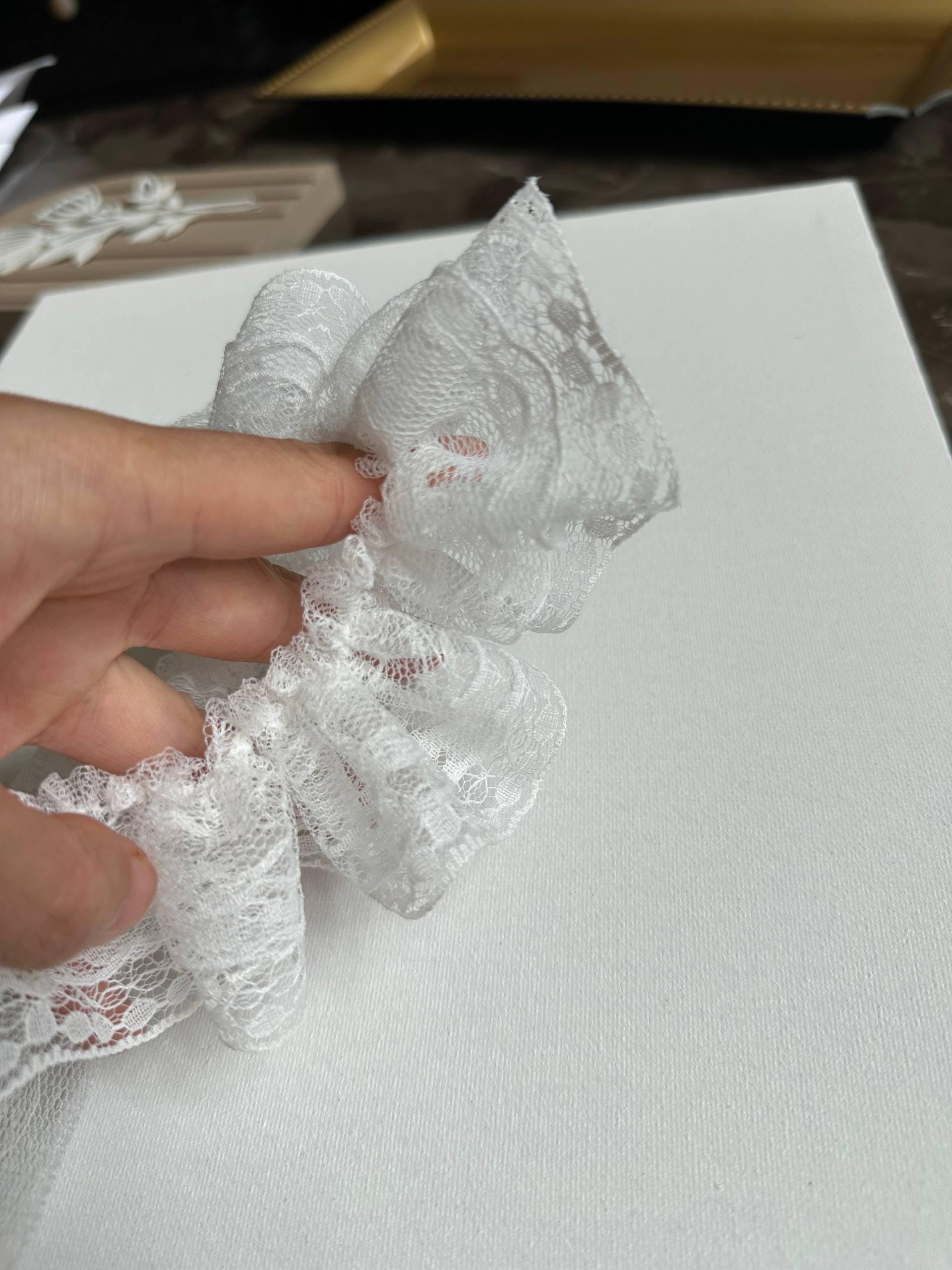 1.8 Inch Hand Gathered Double Layer Ruffle Lace Trim, Pleated Floral Mesh, Vintage Shabby Chic Trimming for Lolita Dress Doll Making