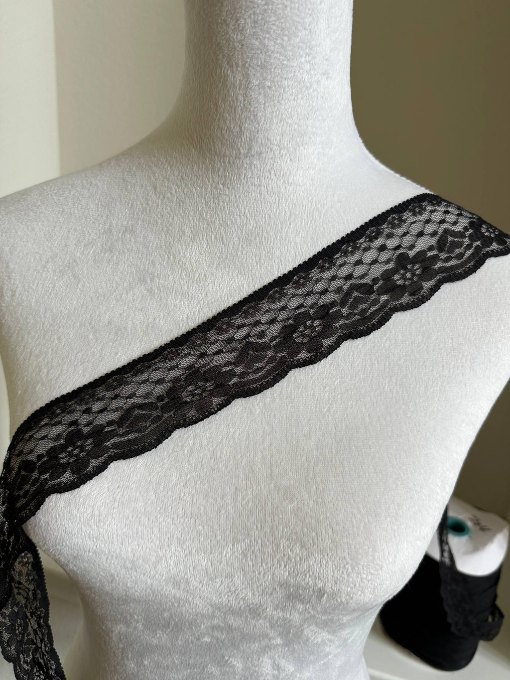 2.5" Soft Black Non Stretch Lace Trim Vintage Floral Scalloped Mesh Lace for Gothic Lolita, Coquette Bows, Rigid Dress Trim by Yard