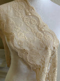 2.2yard 7" Champagne Gold Stretch Lace Trim Wide Beige Floral Elastic Galloon Scalloped Edge Lace for Lingerie Underwear Garment Sewing