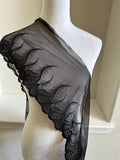 2.5yard 7.5" Black Paisley Lace Trim Wide Embroidered Feather Soft Mesh Single Scalloped Edge Ribbon for Garment Lingerie Sewing