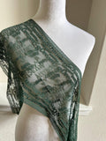 Two Tone Forest Green English Alphabet Letters Embroidered Mesh Lace Trim Single Scalloped Tulle Ribbon for Lingerie Gowns Crafts, 7.8"