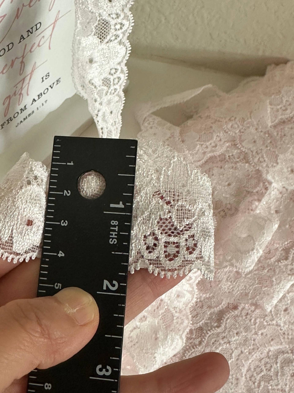 1.5" Pale Pink Stretch Elastic Lace Trim Soft Pastel Pink Scalloped Edge Floral Ribbon for Lingerie Underwear Crafts DIY Sewing