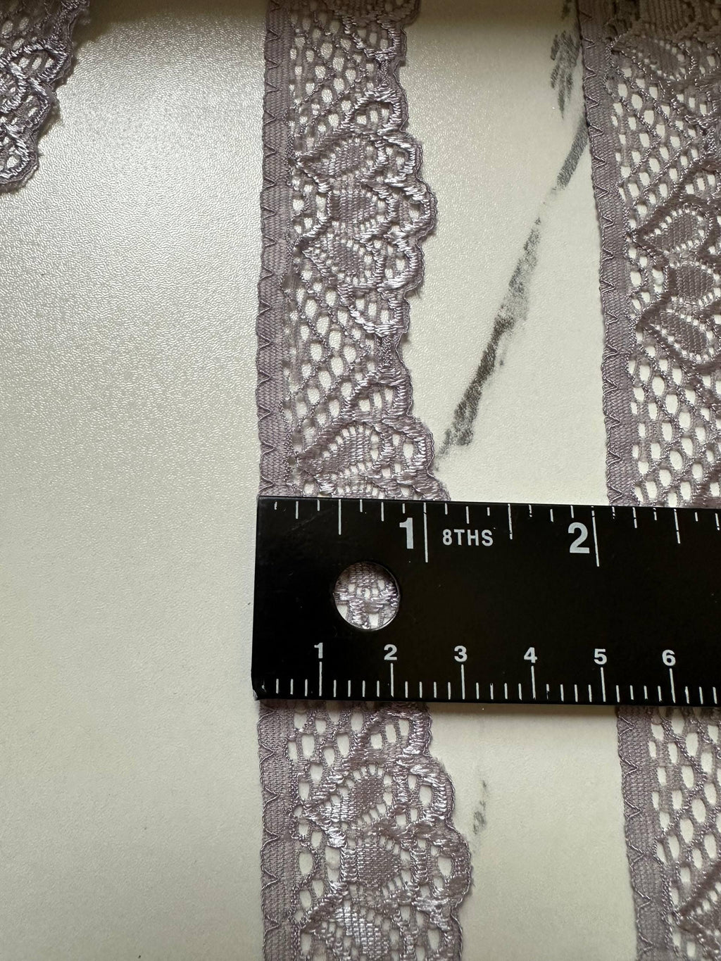 1" Smoky Mauve Stretch Lace Trim Single Edge Taupe Purple Elastic Scalloped Ribbon for Lingerie Doll Clothes Garment Sewing Crafts
