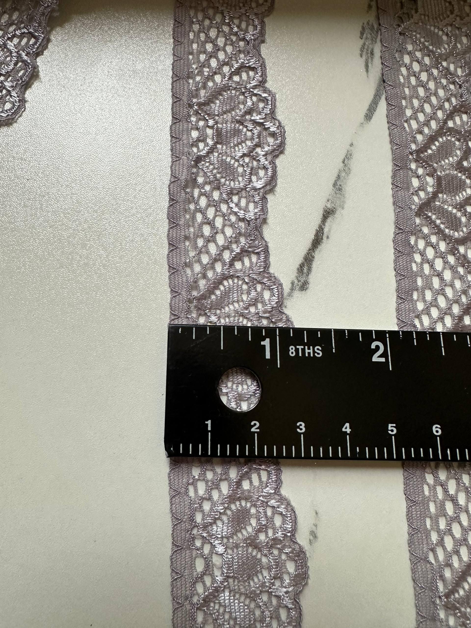 1" Smoky Mauve Stretch Lace Trim Single Edge Taupe Purple Elastic Scalloped Ribbon for Lingerie Doll Clothes Garment Sewing Crafts