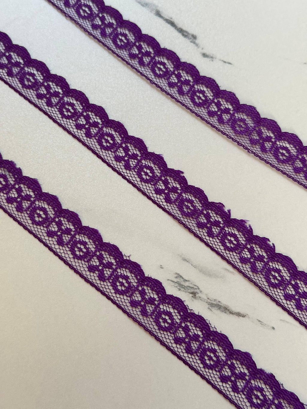 0.5" Purple Lace Trim Rigid Tulle Mesh Non Stretch Geometric Scalloped Edge Border Ribbon for Junk Journal Crafts Doll Sewing