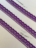0.5" Purple Lace Trim Rigid Tulle Mesh Non Stretch Geometric Scalloped Edge Border Ribbon for Junk Journal Crafts Doll Sewing