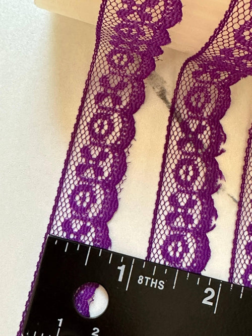 0.5" Purple Lace Trim Rigid Tulle Mesh Non Stretch Geometric Scalloped Edge Border Ribbon for Junk Journal Crafts Doll Sewing